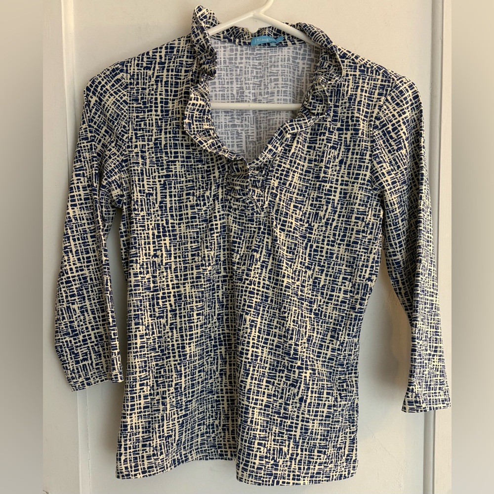 J Mclaughlin Catalina Cloth Ruffle Neck Top Size XS